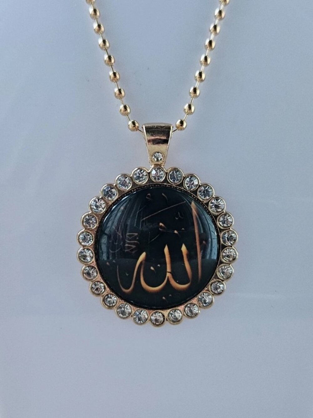 ALLAH Pendant Necklace Cobochon Gold Tone Chain Fashion Jewelry Religious Islam - Picture 9 of 11